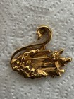 Elegant Swan Gold Tone Crystal Rhinestone Textured Detailed Brooch