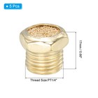 5 Pcs 1 4  Pt Brass Pneumatic Muffler  Flat Sintered Exhaust Filters  Golden