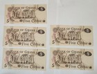 1977 Ghana 5 Cedis Consecutive Run Of 5 Unc Crisp Notes 7712222-7712226 Rare