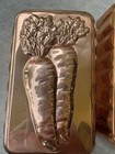 Vintage Copper Carrot Mushroom Jello Mold Cake Pan Kitchen Wall Decor Scalloped