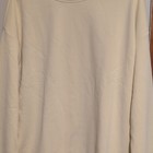 Women s Beige Solid Crew Neck Pullover Sweatshirt Long Sleeve Size M