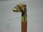 Heavy Solid Feeling Brass Boxer Dogs Head Walking Stick Cane Topper Handle Gifts
