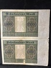 Vintage 1922 Germany german 10000 Mark Reichsbanknote Paper Money - 2 Notes