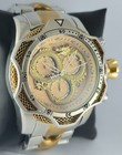 Luxury Invicta Men Chronograph Gold Dial Stainless Steel Band Quartz Wristwatch