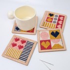 4pcs Heart Coaster Needlepoint Kit For Adult Cross Stitch Kits Diy Adults Nee   