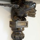 Antique Handcarved Ebonized Mahogany Eagle Hanging Wall Bracket Shelf C  1870