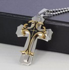 Cross Pendant Necklace Stainless Steel Crucifix Cuban Gold Black Men Unisex New