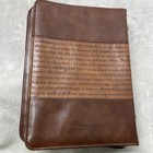 Christian Art Gifts Brown Faux Leather Large Bible Cover Case Embossed Zipper