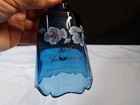 Fenton Blue Glass Hand Painted Bell 25th Anniversary Blue   White Flowers