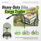 180lbs Universal Black Steel Frame Foldable Bicycle Cargo Trailer With Hitch