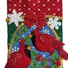 Bucilla 18  Cardinals And Holly Berries Felt Christmas Finished Stocking