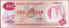  com  Guyana - 1 Dollar Nd 1966 Prefix A 28 Extremely Scarce - P 21b  1  - Aunc