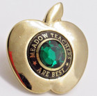 Meadow Teachers Are Best Vintage Apple Pin Gold Tone With Green Gem