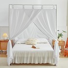 Aikasy Canopy Bed Curtains With Top Ties And Tie Backs For Full queen White