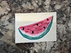 Aceo Original Mixed Media Painting Art Card Watermelon