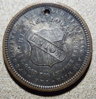 Blaine Logan Jugate Prez Campaign Token medal Union Shield Back Brass Color 1884