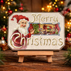 Vintage Merry Christmas Santa 1 12 Scale Dollhouse Miniature Sign  348