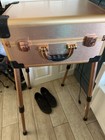 Rose Gold Aluminum Rolling Makeup Case Trolley W  Mirror  Lockable  Handle