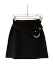 Vintage Cache Skirt Womens 0 Black Mini Silver Ring Belt Made New York Usa Y2k