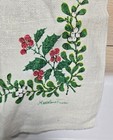 Vintage Linen Tea Towel Christmas Poinsettia   Mistletoe Kaydee kadelieve Favre