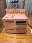 Vintage 1950s Wolverine Pink Tin Litho Toy Kitchen Stove oven - Mid Century