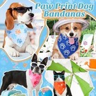 50 Pcs Paw Print Dog Bandanas Bulk For Dogs Soft Bibs Adjustable Triangle Pet   