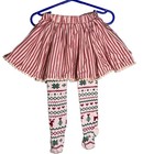 Mud Pie Kids 24m 2t Christmas Reindeer Snowflake Skirt Tights Set Red White