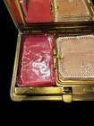 Art Deco Mondaine Compact Green gold Tone Rouge   Powder Box read Desc