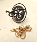 Vintage The Wonderful Gyroscope Spinning Metal Toy With Great Box  String