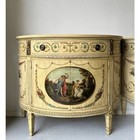 Antique Hand Painted Demilune French Commode 