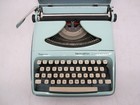 Vtg Remington Streamliner Sperry Rand Manual Typewriter Aqua W  Portable Case