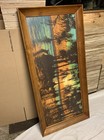 Large Framed Mcm Art Silk Screen Tropical South Seas 2ft X 4ft Tiki 1960   s