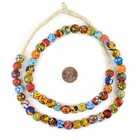 House Medley Round Fused Recycled Glass Beads 11mm Ghana African Multicolor