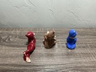 3 Gilner Vintage 1950s Ceramic Pixie Elf Figurines Red  Brown  Blue