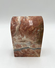 Solid Polished Red Marble Style Stone Bookends Pair Natural Veined Heavy Decor