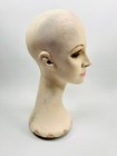 Vtg 30s 40s Ladies Woman Head Manikin Store Advertising Wig Hat Display Chalk 