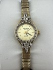 Vtg Helbros Ladies Xxxx Watch Gold Tone Diamond Bezel Gold Round Dial - Runs