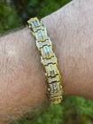 Men   s Real 14k Gold Plated 925 Silver Iced Baguette Hip Hop Cz Bracelet