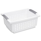  2 Pack   Medium Stacking Basket  Open Plastic Bin  Space Saving Organizers  Whi