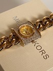 Michael Kors Mk4711 Pave Crystal Lock Curb Chain Band Ladies Watch Bnwt G box