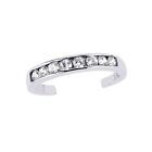 Sterling Silver Eternity Channel Band Cz Adjustable Toe Ring