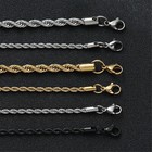 2 5 3mm Mens Womens 316l Stainless Steel Twisted Chain Rope Link Necklace 16-20 