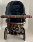 Antique Victorian Baby Doll Pram Carriage Stroller Vintage Wicker Wood Iron