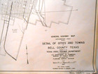 Map Old Original Bell County Texas Highway Dept Map Temple Belton 1957