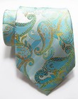 New Classic Paisley Sky Blue Orange Jacquard Woven 100  Silk Men s Tie Necktie