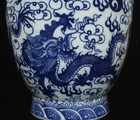 Old Chinese Blue   White Porcelain Vase W  Dragon Kangxi Mk Th2549