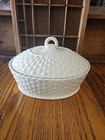 New Belleek Everyday 2 Quart Oval Covered Casserole Dish Basket Weave Ireland 