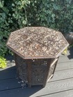 Antique Anglo - Indian Hand Carved Octagonal Folding Hard Wood Side Table  1743