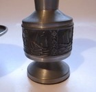 Vintage Norway Tinn Metal Viking Ship Pewter Dish   Sailboat Vase Norwegian Set