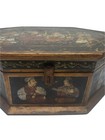 Antique Wooden Box  India Handpainted Large Indian Mughal Wooden Octagon Rare